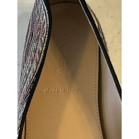 J CREW Jacquard Metallic Smoking Flats LUX Leather Italy Women Size 10 Fast Ship - Picture 6 of 14